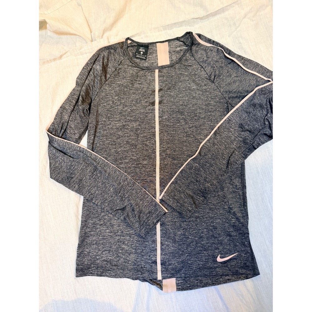 Nike Pro Hypercool Womens Gray Cream Mesh Long Sleeve Training Top AT4539-011 M